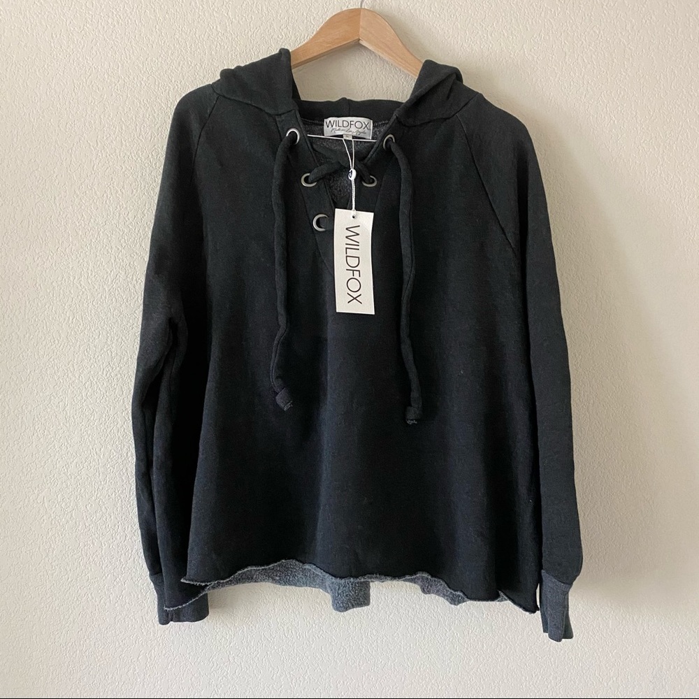 NEW Wildfox Hutton Lace Up Hoodie Sweater Large - Picture 2 of 7